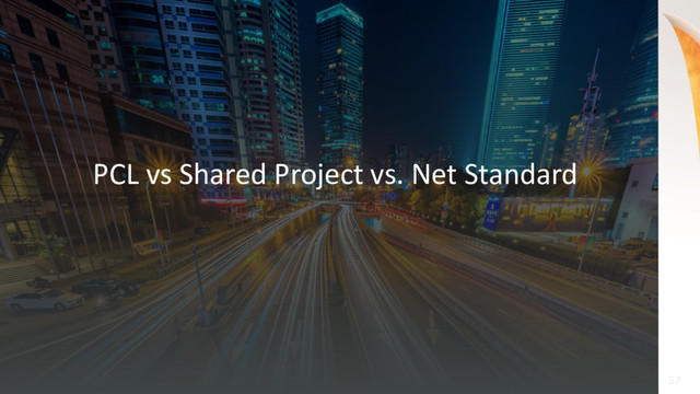 57
57
PCL vs Shared Project vs. Net Standard
