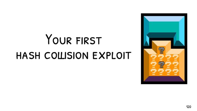 Your f irst
hash collision exploit
120

