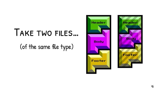 Take two f iles…
(of the same file type)
95
