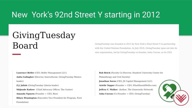New York’s 92nd Street Y starting in 2012
