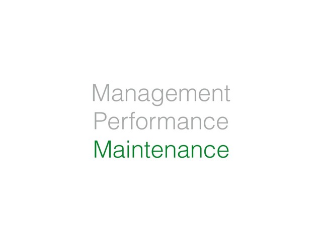 Management
Performance
Maintenance
