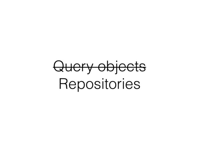 Query objects
Repositories
