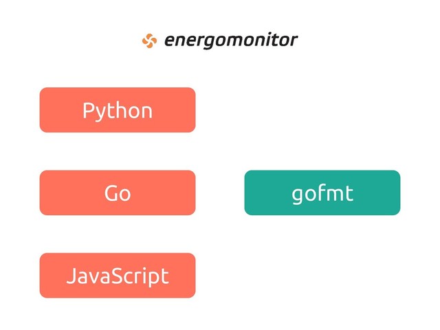 Python
Go
JavaScript
gofmt
