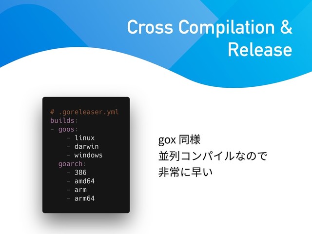gox
Cross Compilation &
Release
