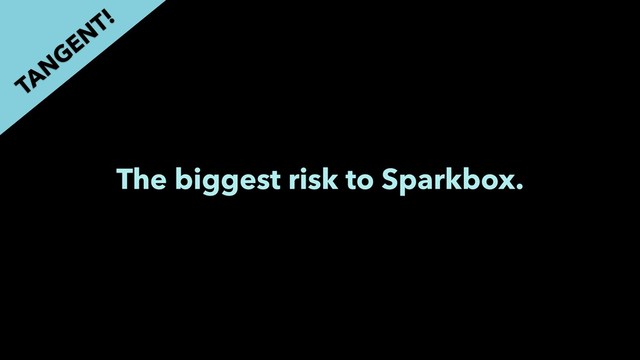 The biggest risk to Sparkbox.
TAN
GEN
T!
