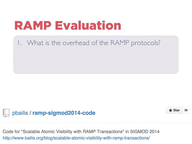 RAMP Evaluation
1. What is the overhead of the RAMP protocols?
