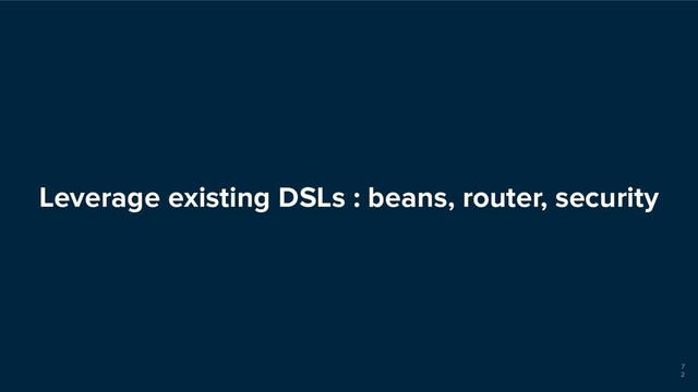 Leverage existing DSLs : beans, router, security
7
2
