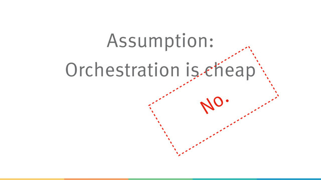 Assumption:
Orchestration is cheap
No.
