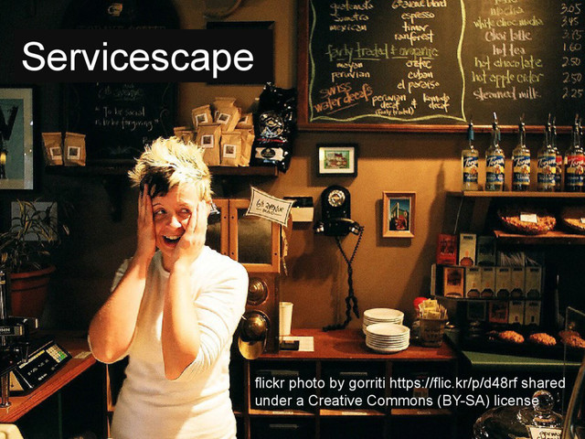 Servicescape
flickr photo by gorriti https://flic.kr/p/d48rf shared
under a Creative Commons (BY-SA) license
