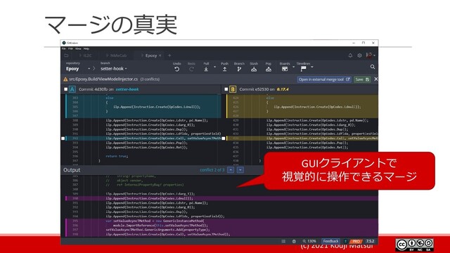 (c) 2021 Kouji Matsui
マージの真実
GUIクライアントで
視覚的に操作できるマージ
