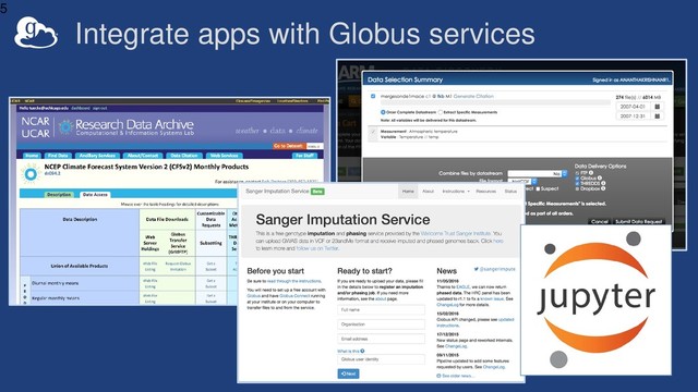 Integrate apps with Globus services
5
