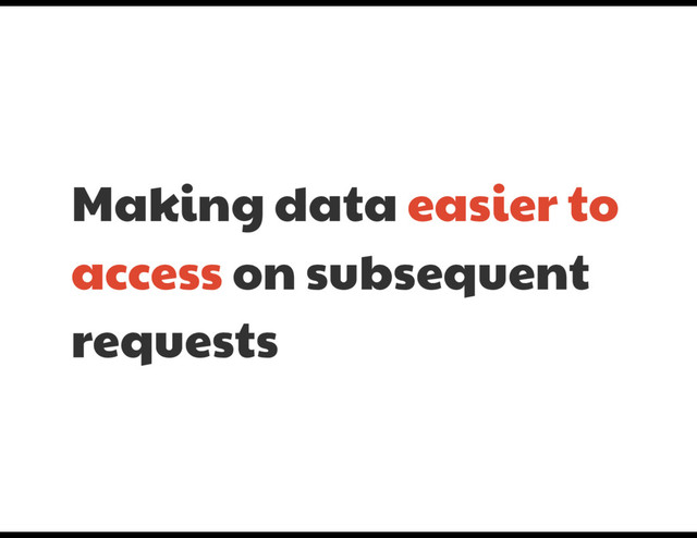 Making data easier to
access on subsequent

requests
