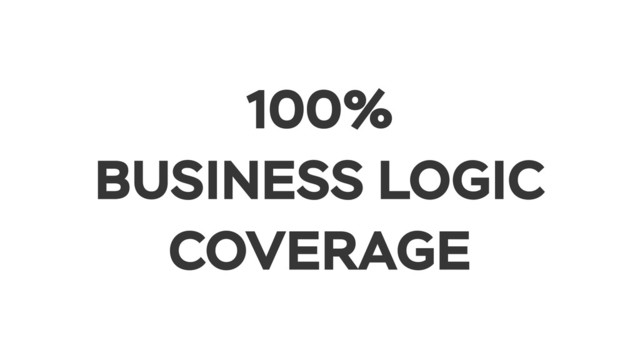 100%
BUSINESS LOGIC
COVERAGE
