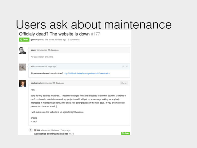 Users ask about maintenance
