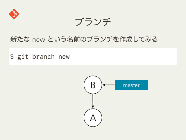 ϒϥϯν
৽ͨͳnewͱ͍͏໊લͷϒϥϯνΛ࡞੒ͯ͠ΈΔ
$ git branch new

 
