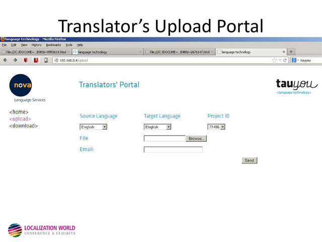 Translator’s Upload Portal
