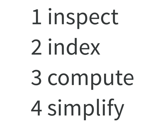 1 inspect
2 index
3 compute
4 simplify
