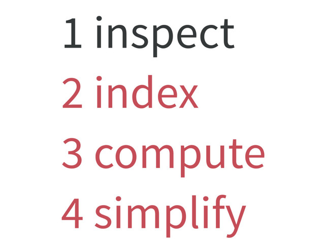 1 inspect
2 index
3 compute
4 simplify
