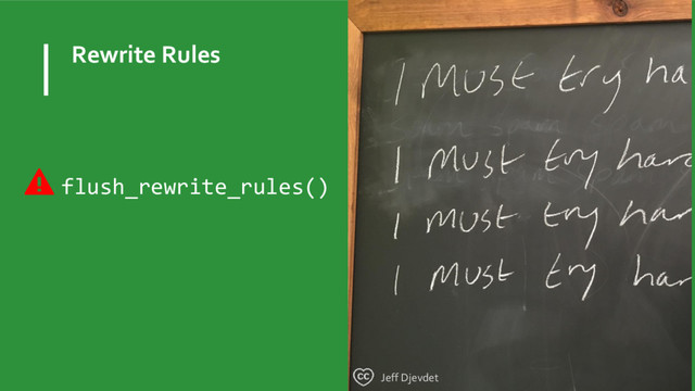 Rewrite Rules
Jeff Djevdet
flush_rewrite_rules()
