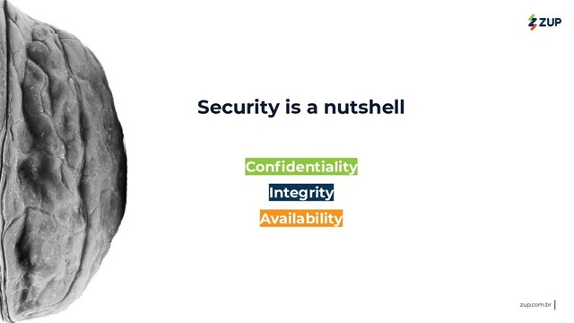 <>
@zupinnovation zup.com.br
Security is a nutshell
Conﬁdentiality
Integrity
Availability
