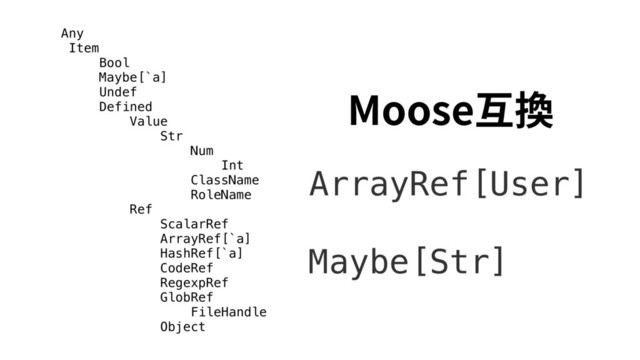 Any
Item
Bool
Maybe[`a]
Undef
Defined
Value
Str
Num
Int
ClassName
RoleName
Ref
ScalarRef
ArrayRef[`a]
HashRef[`a]
CodeRef
RegexpRef
GlobRef
FileHandle
Object
ArrayRef[User]
Maybe[Str]
.PPTF✼䳔
