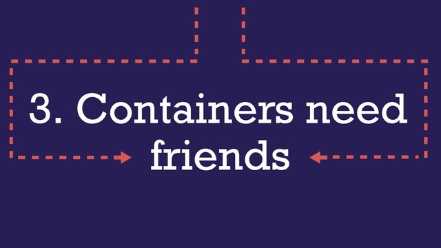 3. Containers need
friends
