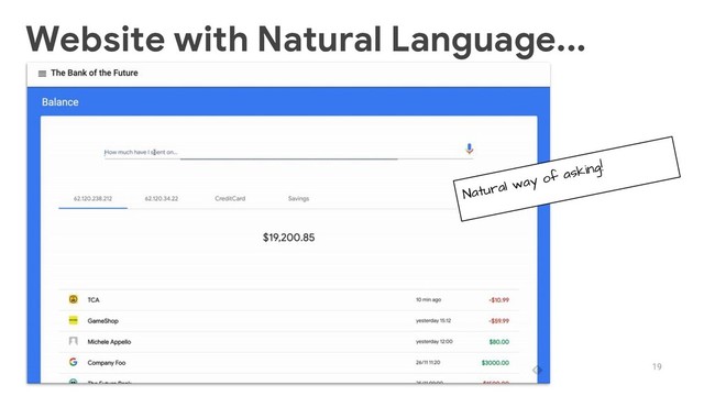 19
Website with Natural Language...
Natural way of asking!
