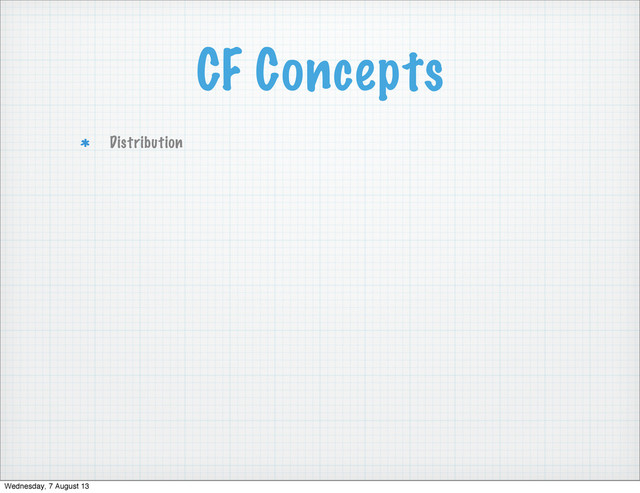 CF Concepts
Distribution
Wednesday, 7 August 13
