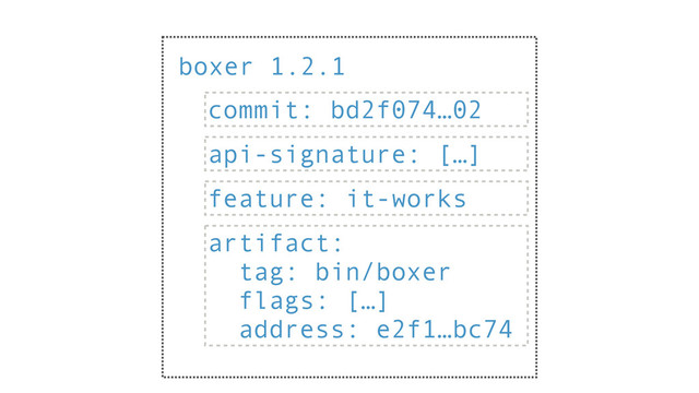 boxer 1.2.1
commit: bd2f074…02
api-signature: […]
feature: it-works
artifact:
tag: bin/boxer
flags: […]
address: e2f1…bc74
