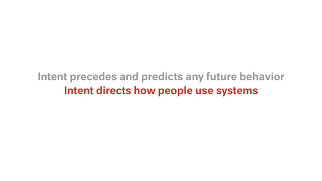 Intent directs how people use systems
Intent precedes and predicts any future behavior
