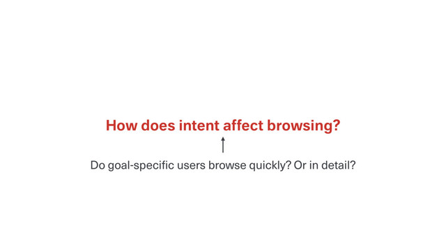 How does intent affect browsing?
Do goal-specific users browse quickly? Or in detail?
