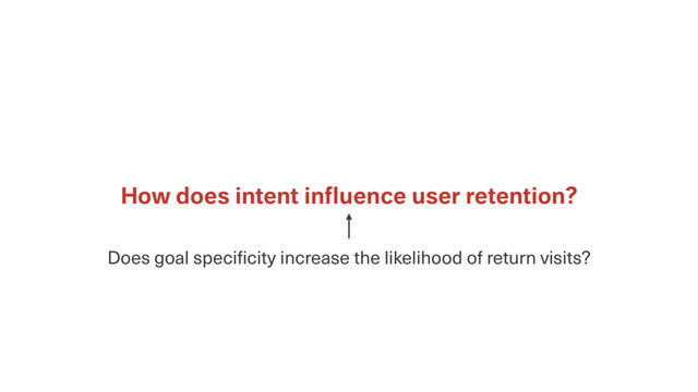 How does intent inﬂuence user retention?
Does goal specificity increase the likelihood of return visits?

