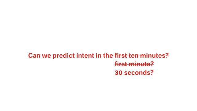 Can we predict intent in the ﬁrst ten minutes?
30 seconds?
ﬁrst minute?
