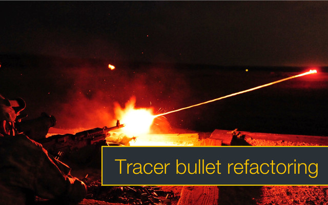 Run simulations!
Tracer bullets..
Tracer bullet refactoring
