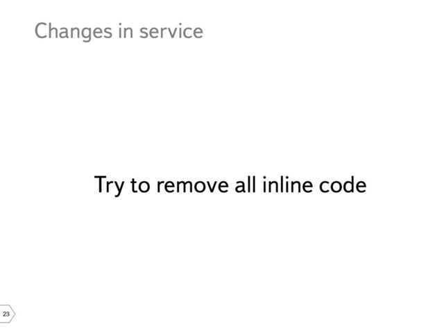 23
Changes in service
Try to remove all inline code
