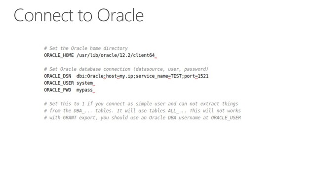 Connect to Oracle
