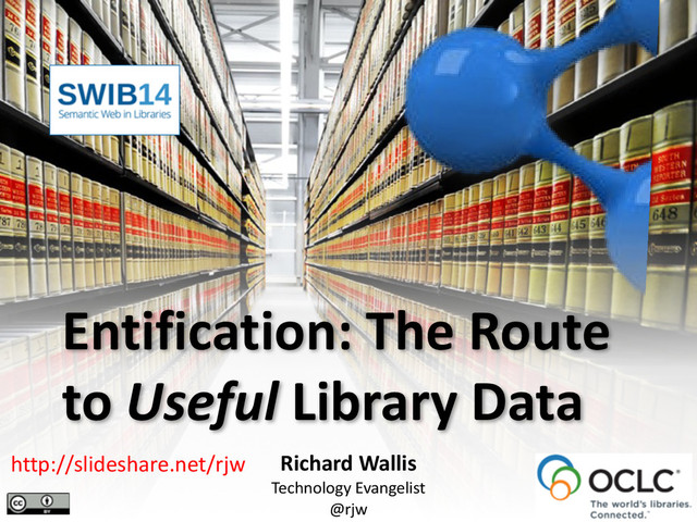 Entification:	  The	  Route	  
to	  Useful	  Library	  Data
Richard	  Wallis	  
Technology	  Evangelist	  
@rjw
http://slideshare.net/rjw
