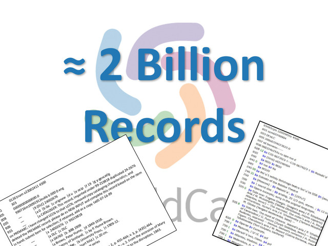 ≈	  2	  Billion	  	  
Records
0	  
01261nam	  a22002411	  4500	  
01	  
303	  
005	  
00000000000000.0	  
008	  
990716m19091912enkb	  b	  000	  0	  eng	  
035	  
__	  
	  |9	  (DLC)	  24002676	  
906	  
__	  
	  |a	  0	  	  |b	  ibc	  	  |c	  orignew	  	  |d	  u	  	  |e	  ocip	  	  |f	  19	  	  |g	  y-­‐gencatlg	  
955	  
__	  
	  |a	  CATALOGER:	  This	  record,	  imported	  under	  99-­‐219818	  duplicated	  24-­‐2676	  
on	  PREMARC;	  I	  have	  changed	  LCCN	  to	  that	  LCCN,	  removed	  copy	  cataloging	  characteristics,	  and	  
deleted	  the	  PREMARC	  record;	  please	  do	  as	  NEW	  INPUT	  and	  complete	  this	  record	  based	  on	  the	  item	  
in	  hand;	  submit	  item	  for	  selection;	  if	  retained,	  add	  as	  a	  copy.	  ta05	  07-­‐16-­‐99	  
__	  
	  |a	  	  24002676	  	  |z	  	  99219818	  
_	  
	  |a	  DLC	  	  |c	  DLC	  
	  |a	  DA760	  	  |b	  .B88	  1909	  
a	  Brown,	  Peter	  Hume,	  	  |d	  1849-­‐1918.	  
ory	  of	  Scotland,	  	  |c	  by	  P.	  Hume	  Brown.	  
e,	  	  |b	  University	  Press,	  	  |c	  1909-­‐12.	  
art	  fold.)	  	  |c	  20	  cm.	  
series	  
,	  p.	  455-­‐464;	  v.	  3,	  p.	  [435]-­‐444.	  
-­‐v.	  2.	  From	  the	  accession	  of	  Mary	  
o	  the	  disruption,	  1843.	  
