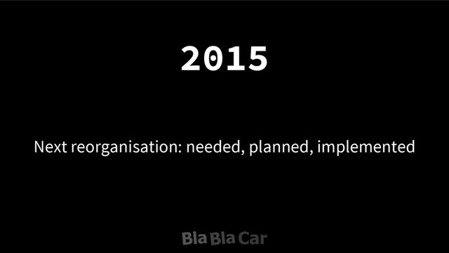 Next reorganisation: needed, planned, implemented
2015
