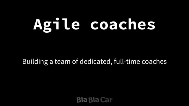 Agile coaches
Building a team of dedicated, full-time coaches
