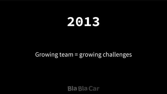 Growing team = growing challenges
2013
