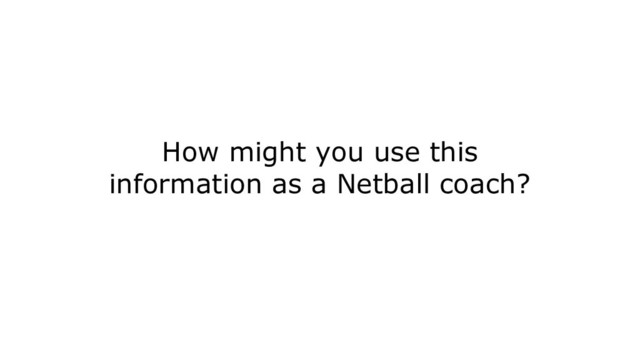 How might you use this
information as a Netball coach?
