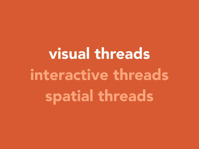visual threads
interactive threads
spatial threads
