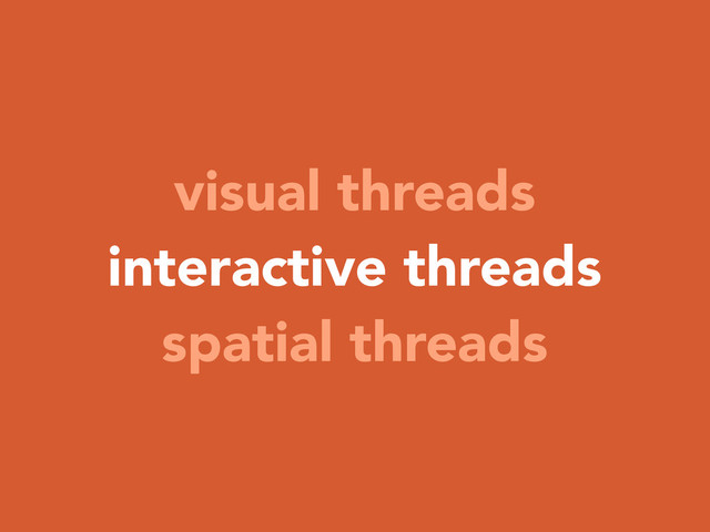 visual threads
interactive threads
spatial threads
