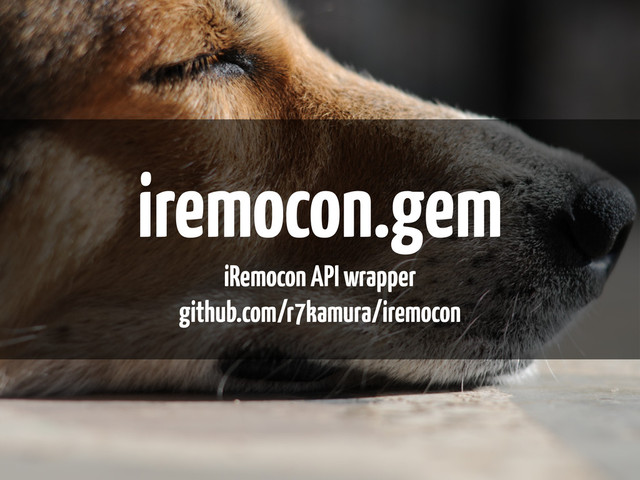 iremocon.gem
iRemocon API wrapper
github.com/r7kamura/iremocon
