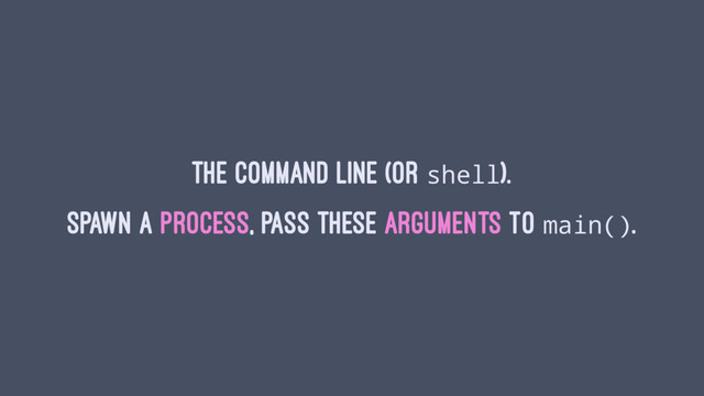 The command line (or shell).
Spawn a process, pass these arguments to main().
