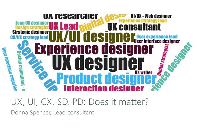 UX, UI, CX, SD, PD: Does it matter?
Donna Spencer, Lead consultant
