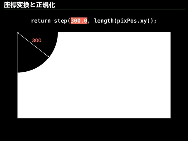 ࠲ඪม׵ͱਖ਼نԽ
return step(300.0, length(pixPos.xy));

