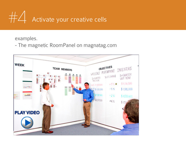#4 Activate your creative cells
examples.
- The magnetic RoomPanel on magnatag.com
