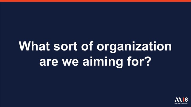 What sort of organization
are we aiming for?
